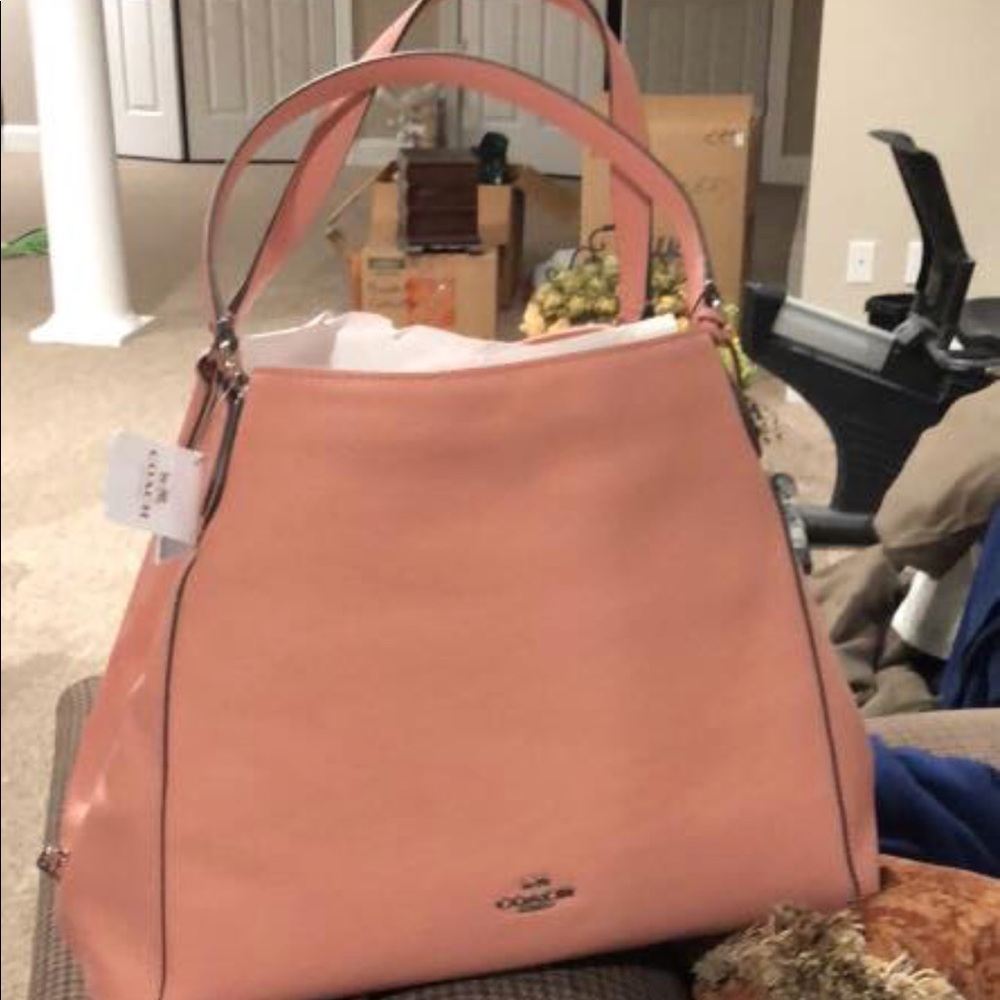 New w tags coach pink leather Edie pocketbook